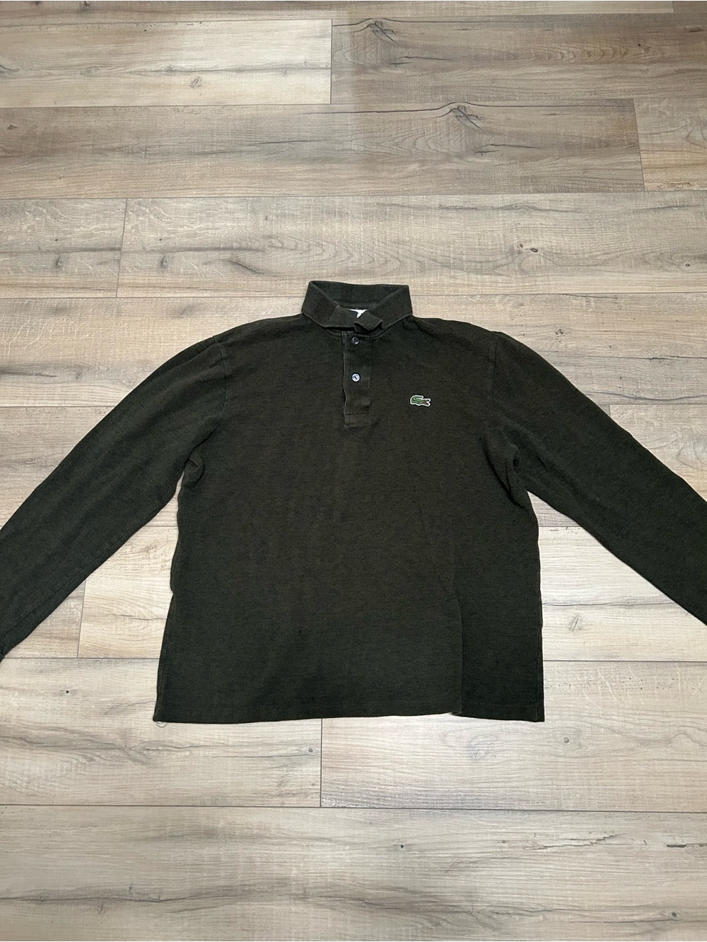 Lacoste Men’s Long Sleeve Polo Shirt in Olive Green